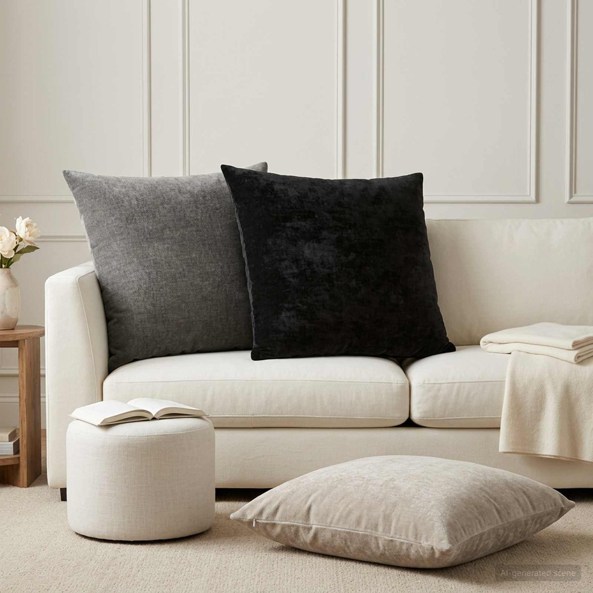 Cushion Cover 2 pcs HEERLEN Dark Grey 65 x 65 cm