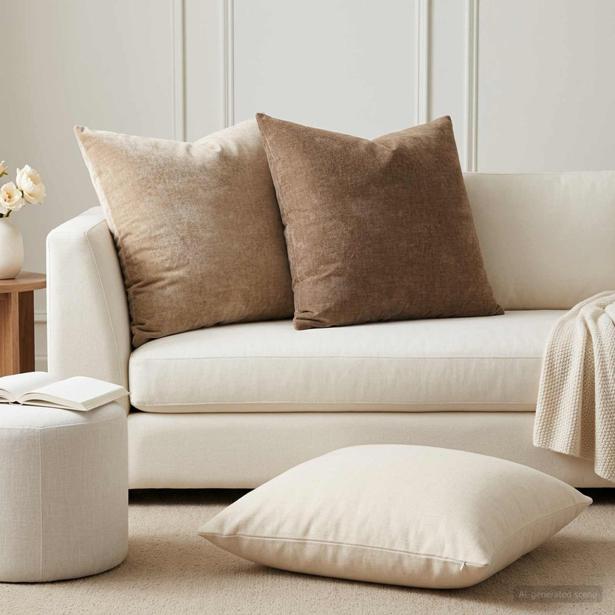 Cushion Cover 6 pcs HEERLEN Brown 65 x 65 cm Chenille Fabric