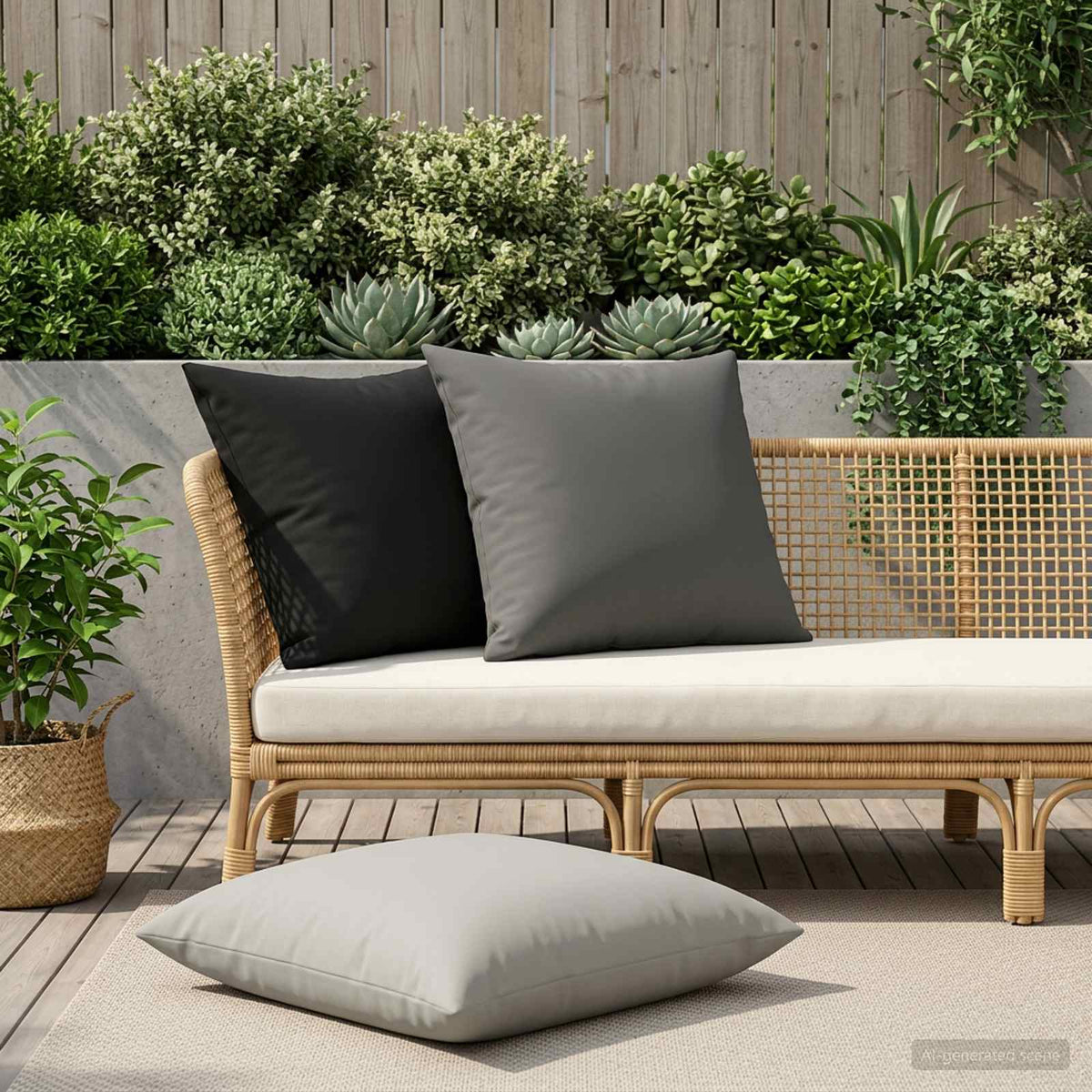 Cushion with Pillow HEERLEN 2 pcs Grey Polyester