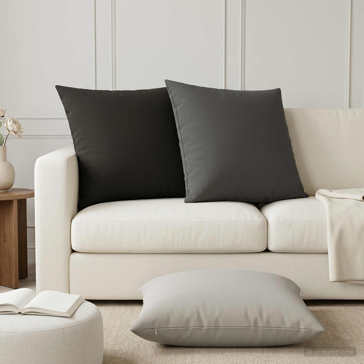 Cushion Cover 2 pcs HEERLEN Black 65 x 65 cm Polyester