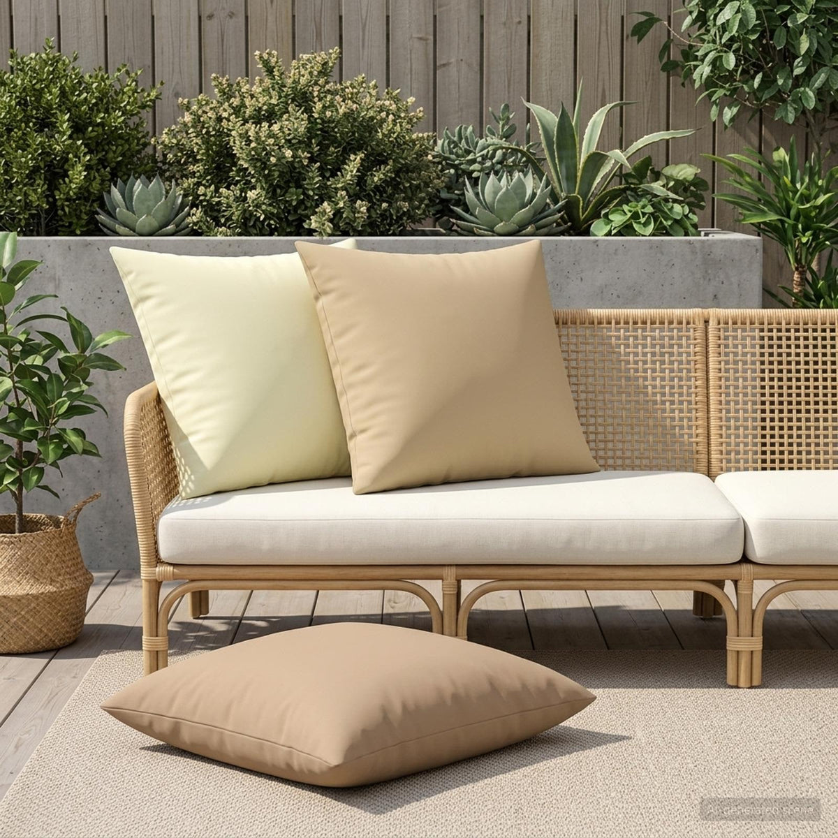 Cushion with Pillow HEERLEN 2 pcs Cream Polyester