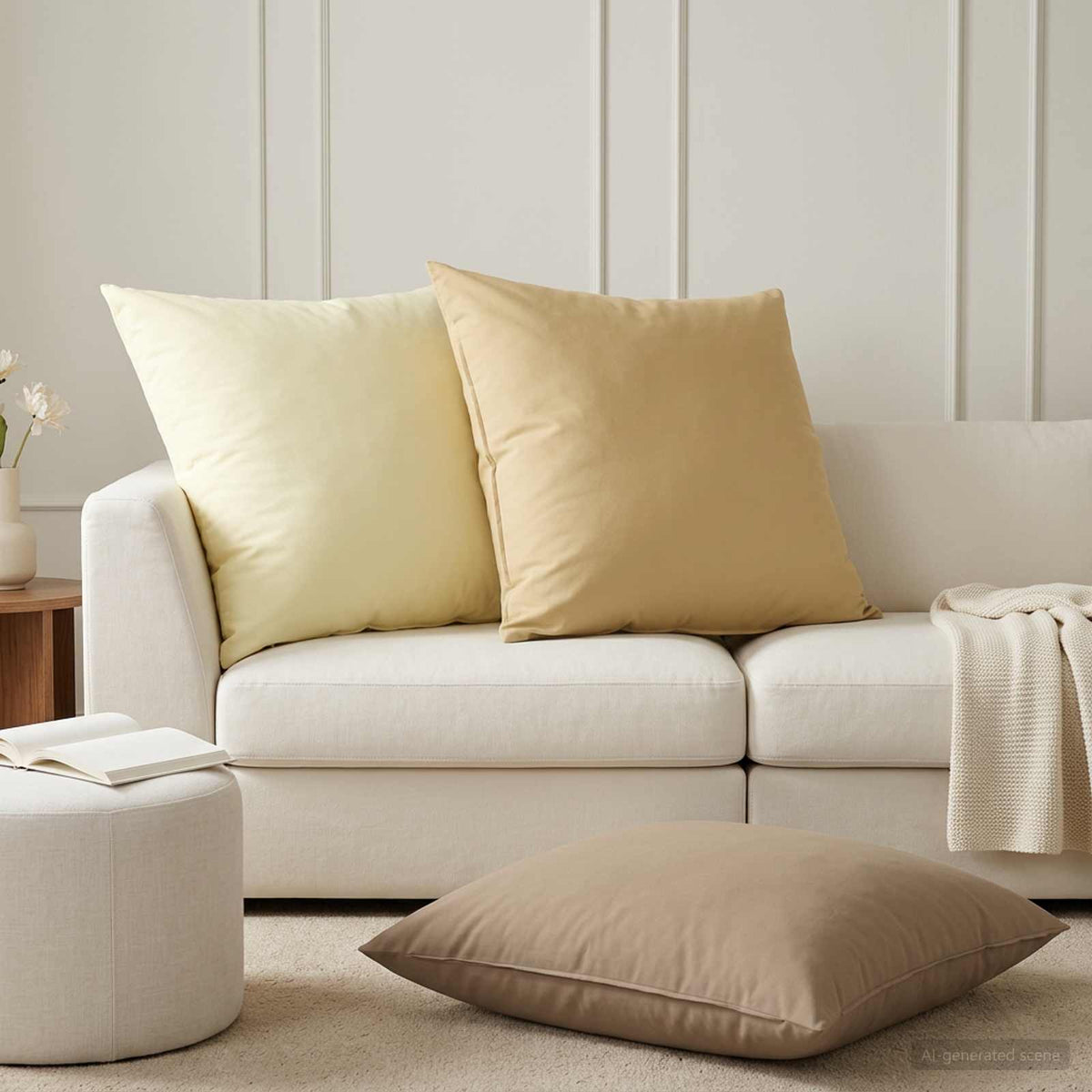 Cushion Cover 6 pcs HEERLEN Beige 80 x 80 cm Polyester
