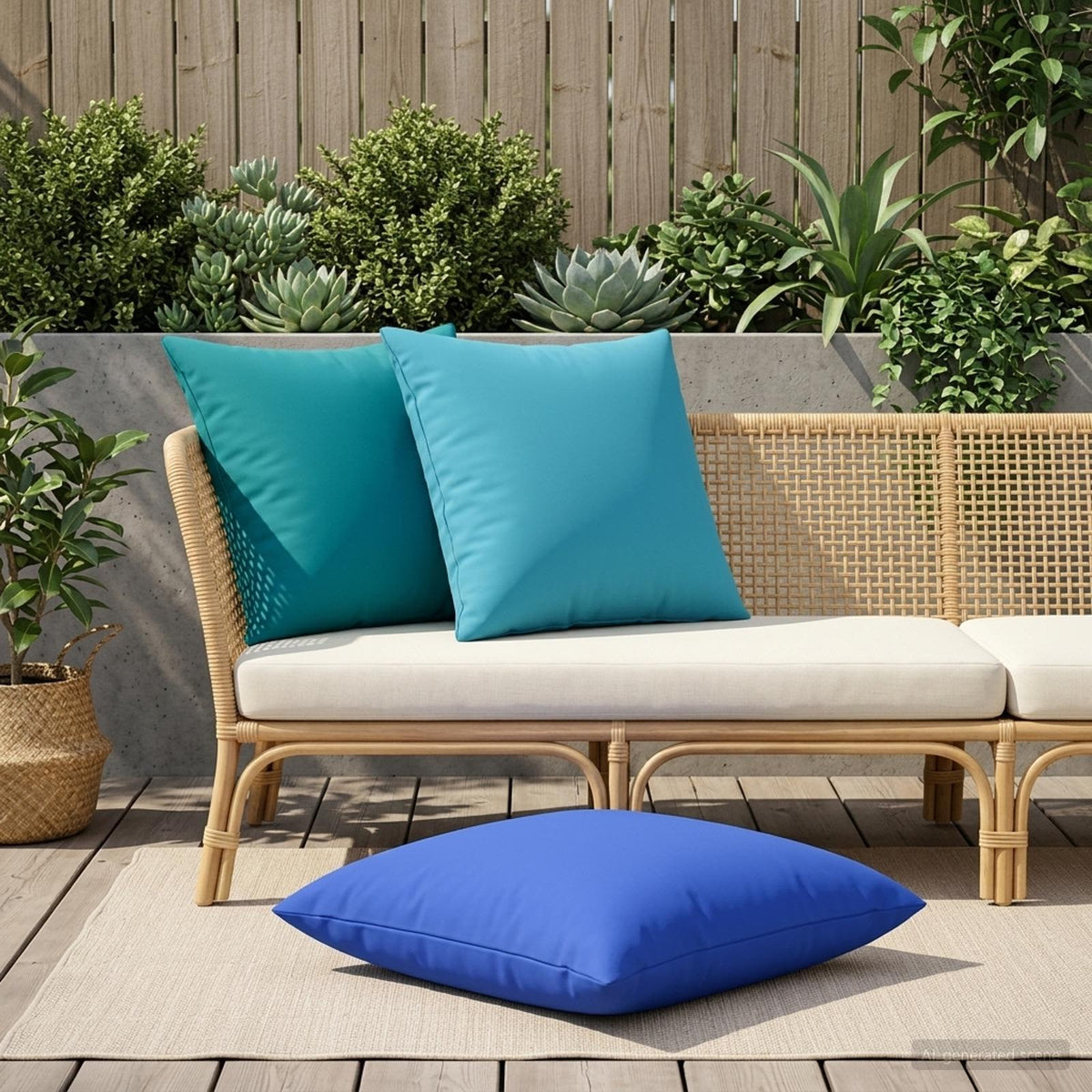 Cushion with Pillow HEERLEN 2 pcs Turquoise Polyester