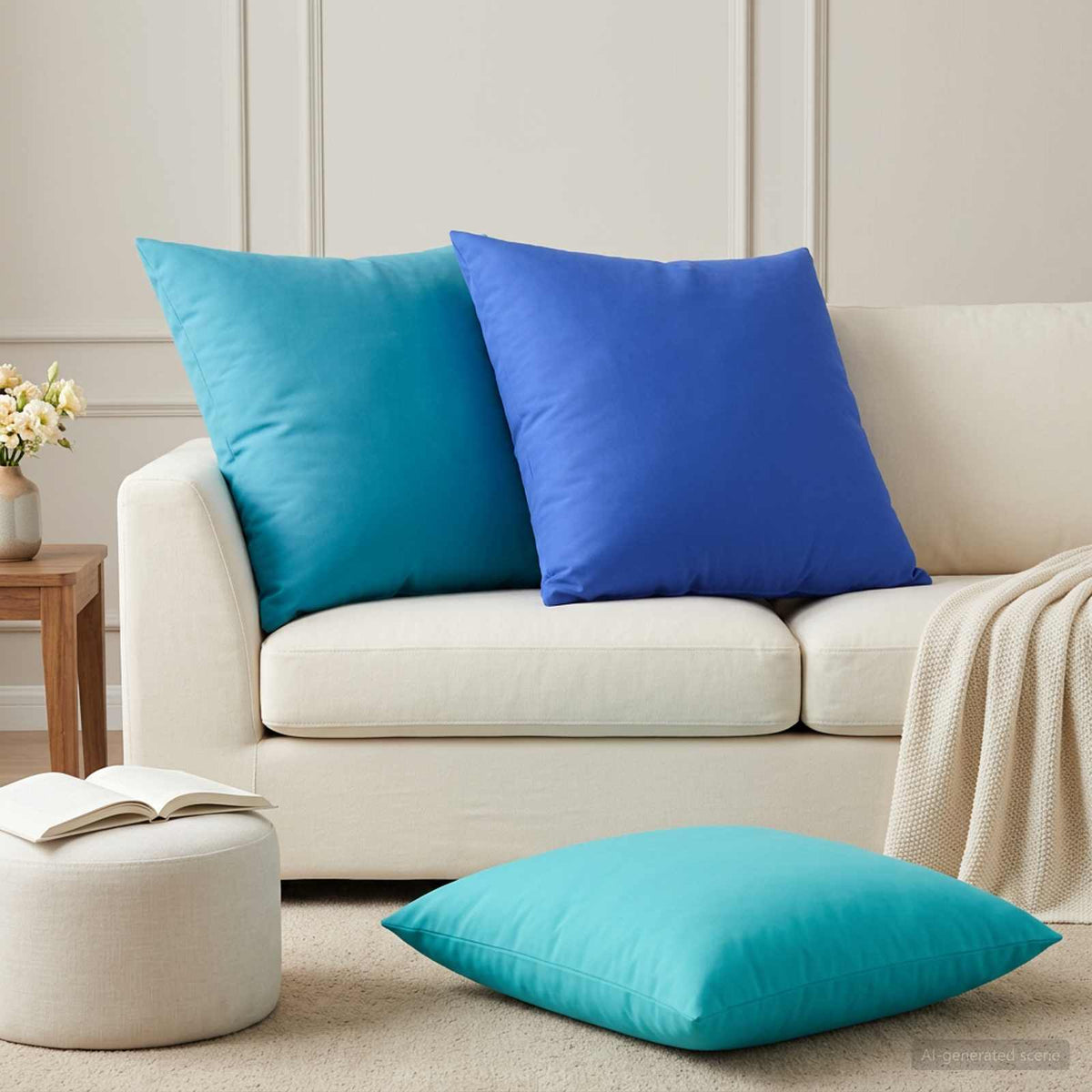 Cushion with Pillow HEERLEN 2 pcs Light Blue Polyester