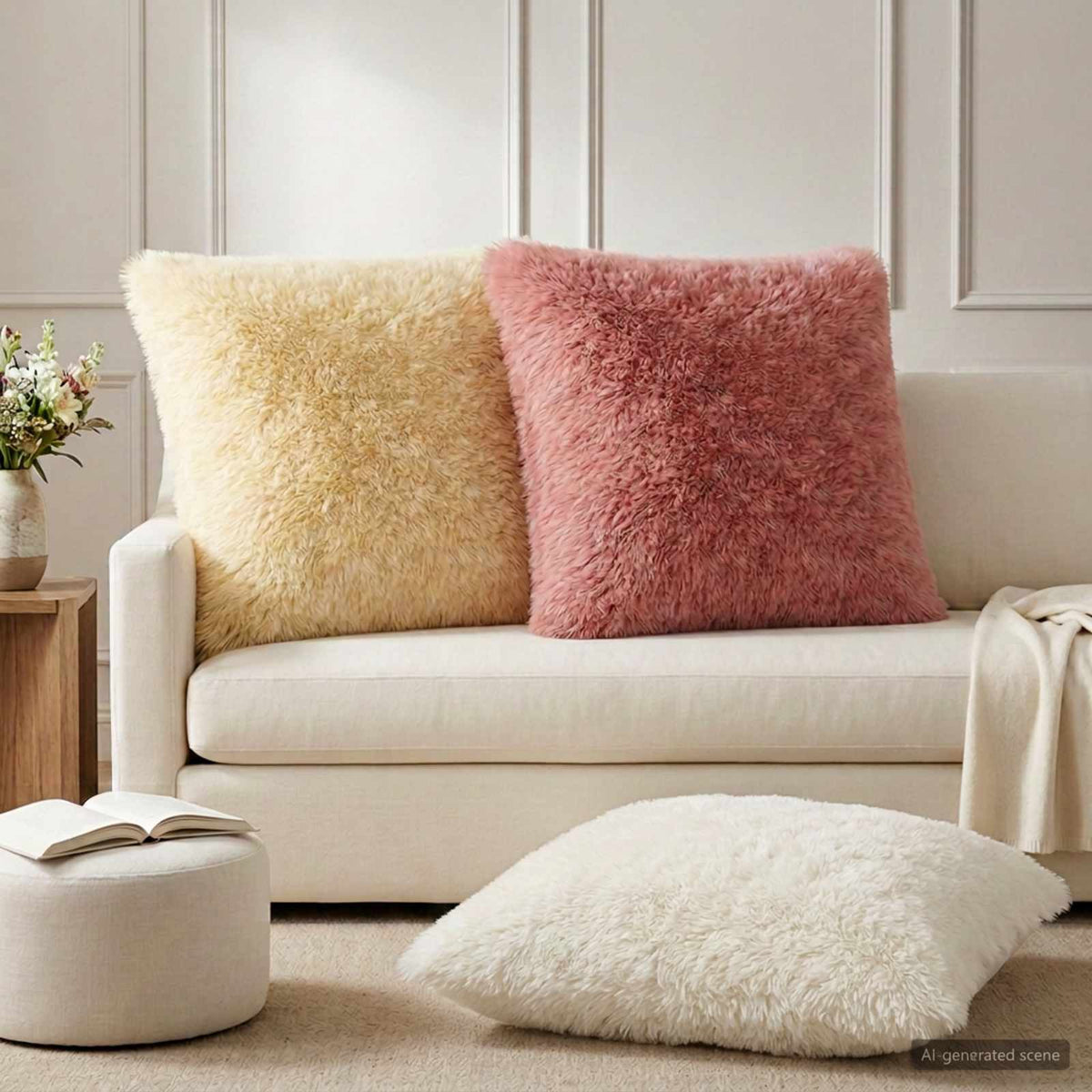 Cushion Cover 6 pcs HEERLEN Pink 65 x 65 cm PV Fleece