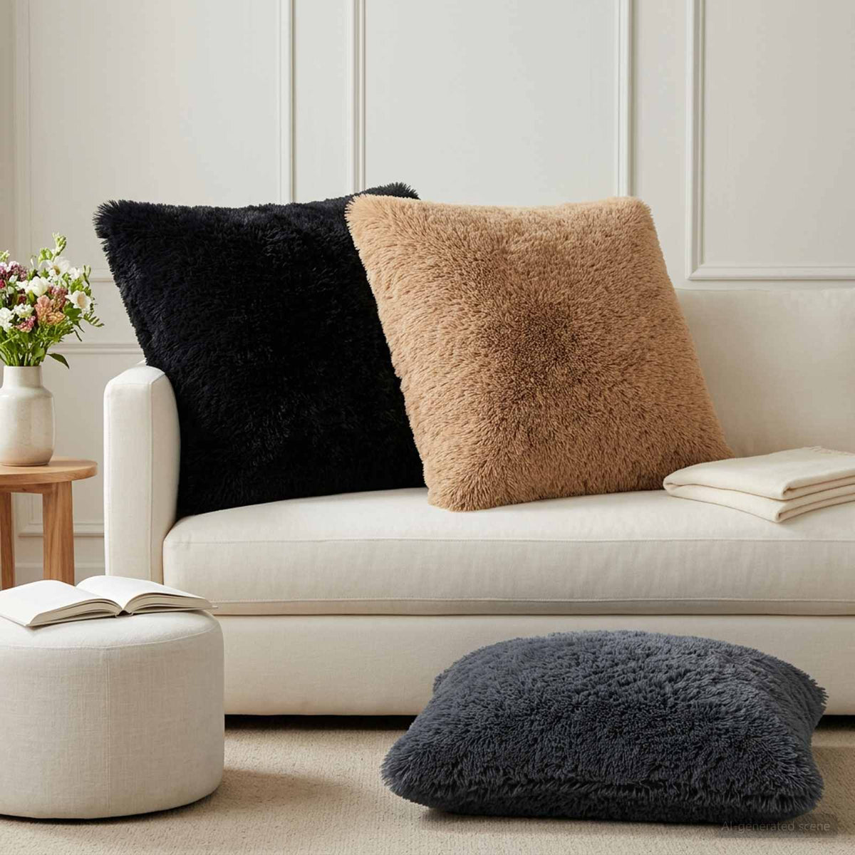 Cushion Cover 2 pcs HEERLEN Anthracite 80 x 80 cm PV Fleece