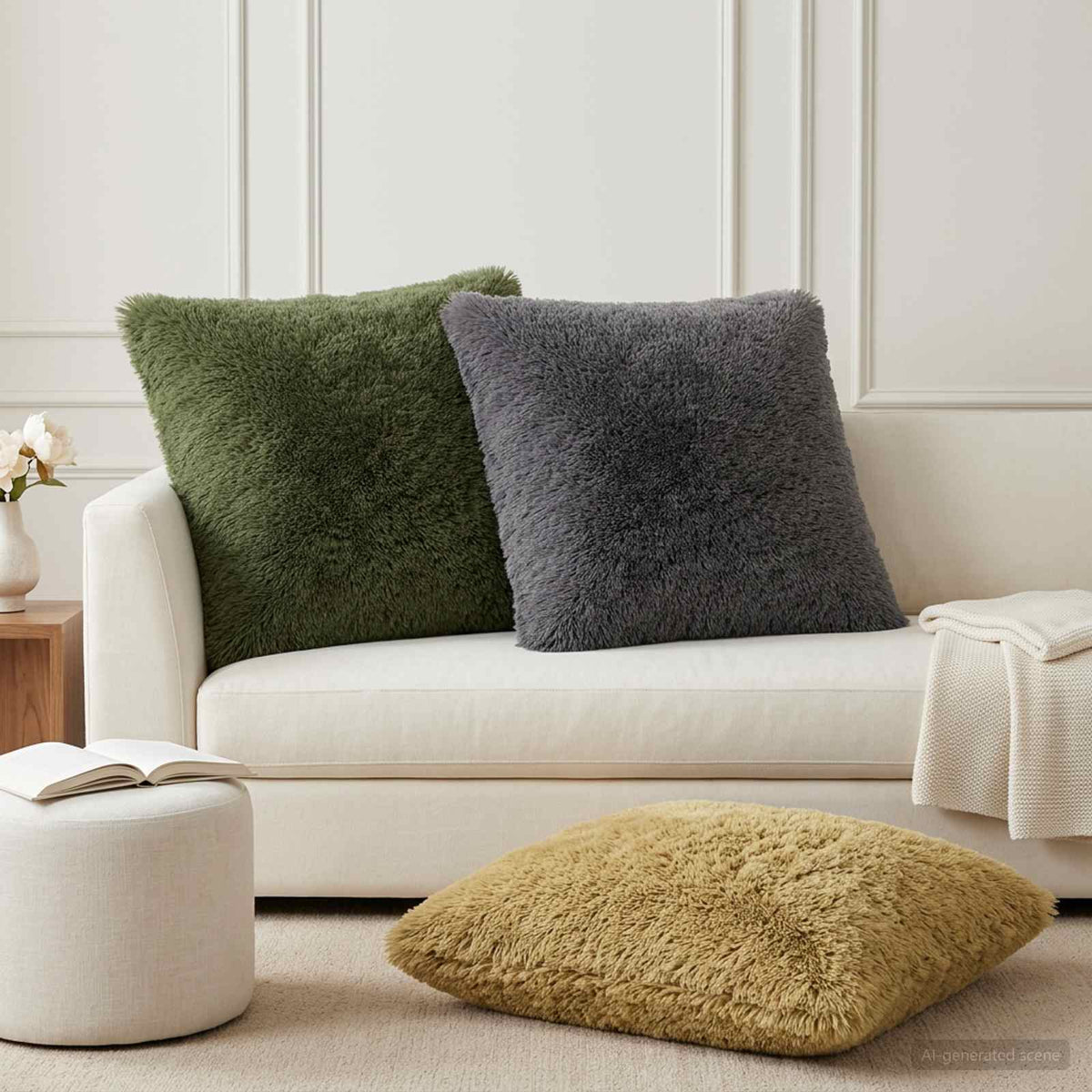 Cushion Cover 2 pcs HEERLEN Light Grey 65 x 65 cm PV Fleece