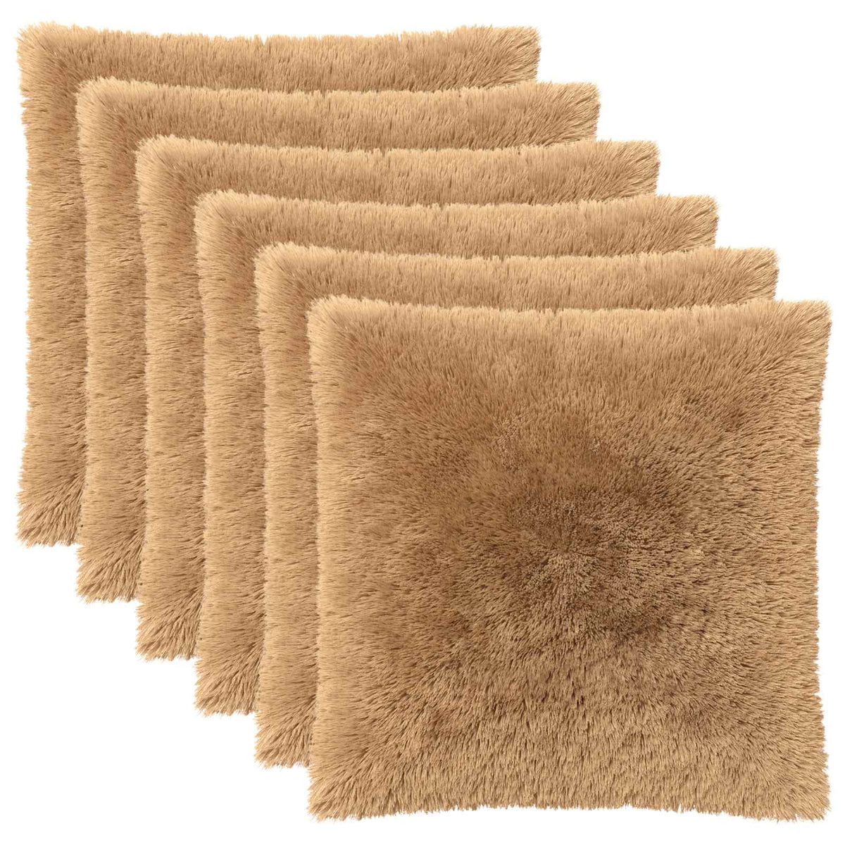 Cushion Cover 6 pcs HEERLEN Taupe 65 x 65 cm PV Fleece