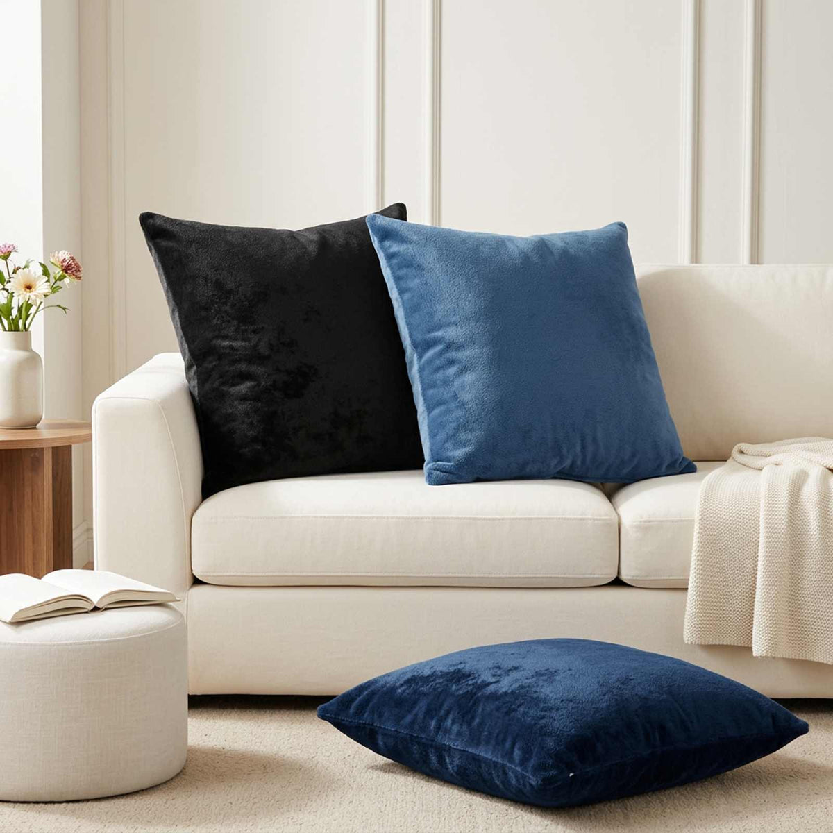 Cushion Cover 6 pcs HEERLEN Navy Blue 70 x 70 cm Flannel