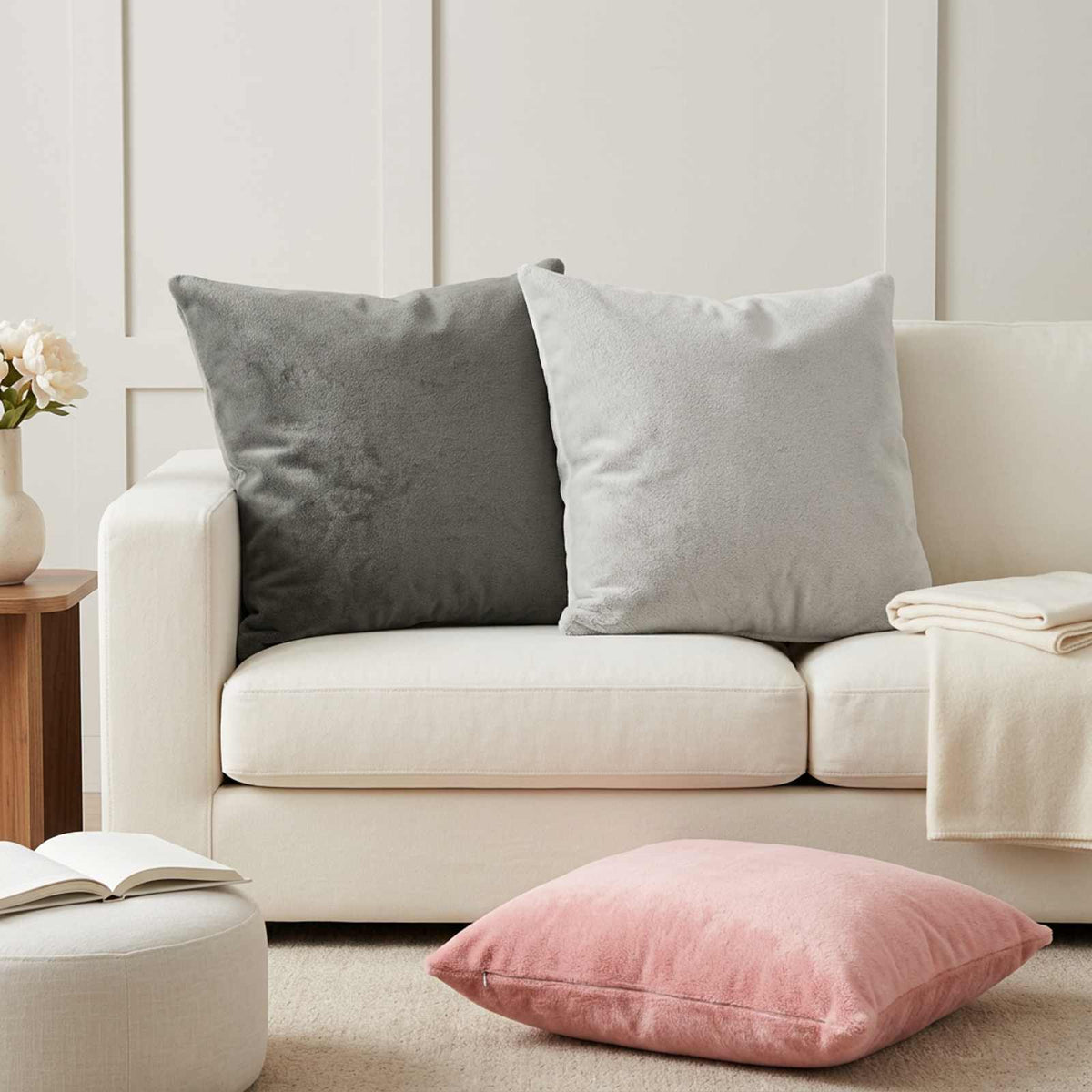 Cushion Cover 2 pcs HEERLEN Dark Grey 80 x 80 cm Flannel