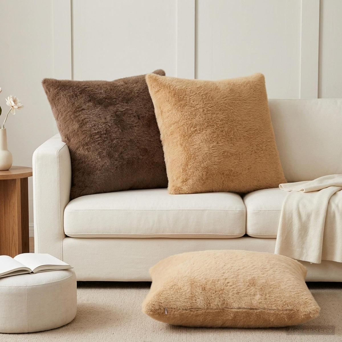 Cushion Cover 6 pcs HEERLEN Light Brown 70 x 70 cm