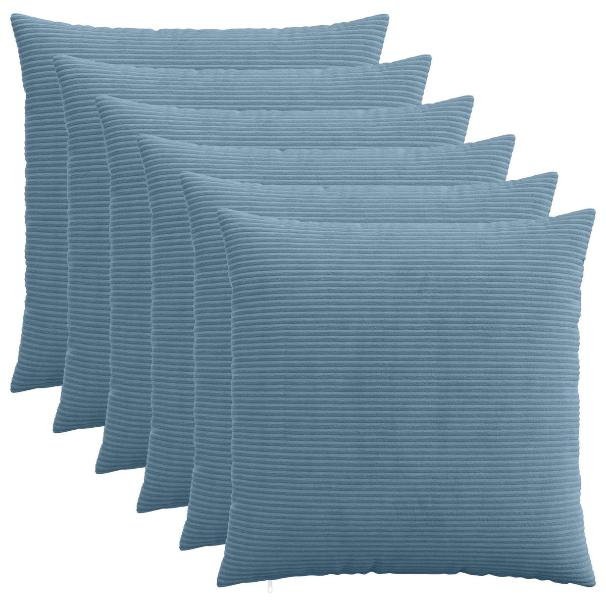 Cushion Cover 6 pcs HEERLEN Blue 70 x 70 cm Corduroy