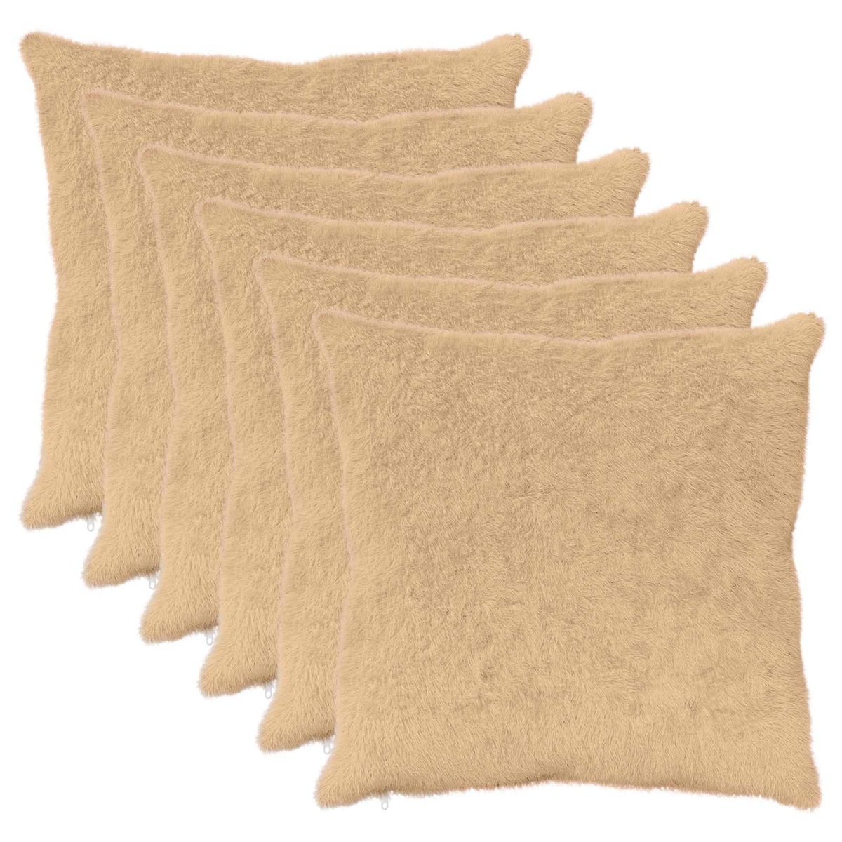 Cushion Cover 6 pcs HEERLEN Cream 70 x 70 cm Faux Rabbit Fur