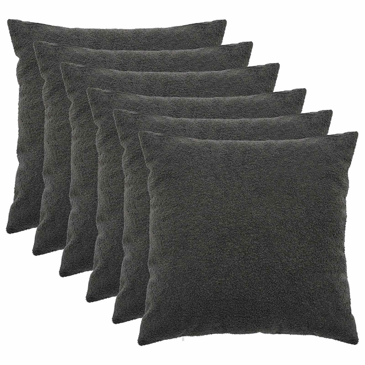 Cushion Cover 6 pcs HEERLEN Dark Grey 80 x 80 cm Bouclé