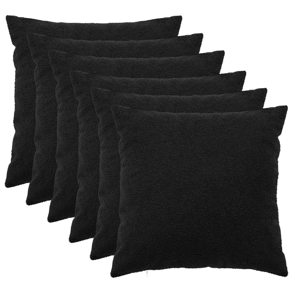 Cushion Cover 6 pcs HEERLEN Black 80 x 80 cm Bouclé