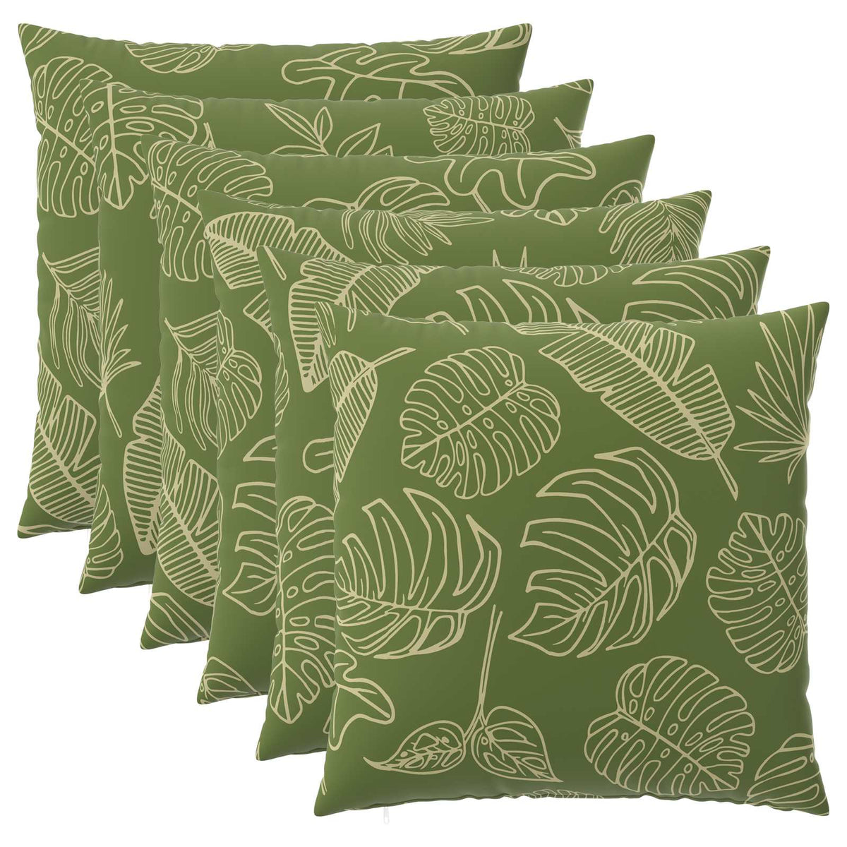 Cushion Cover 6 pcs HEERLEN Leaf Design 80 x 80 cm Polyester