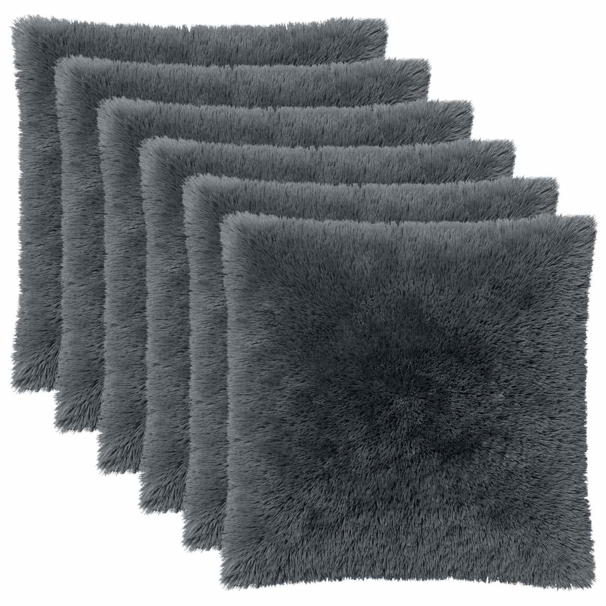 Cushion Cover 6 pcs HEERLEN Anthracite 80 x 80 cm PV Fleece