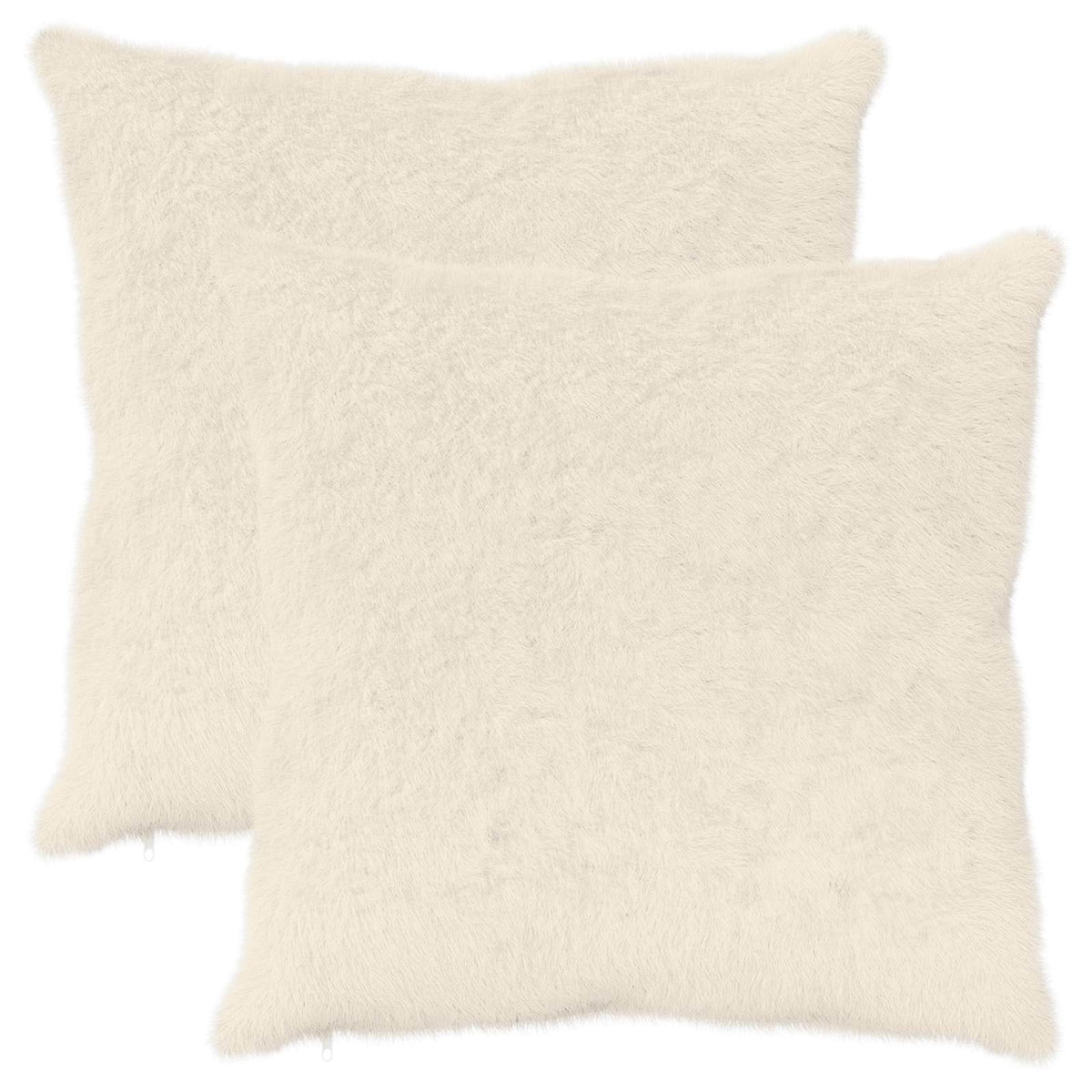 Cushion Cover 2 pcs HEERLEN White 80 x 80 cm Faux Rabbit Fur