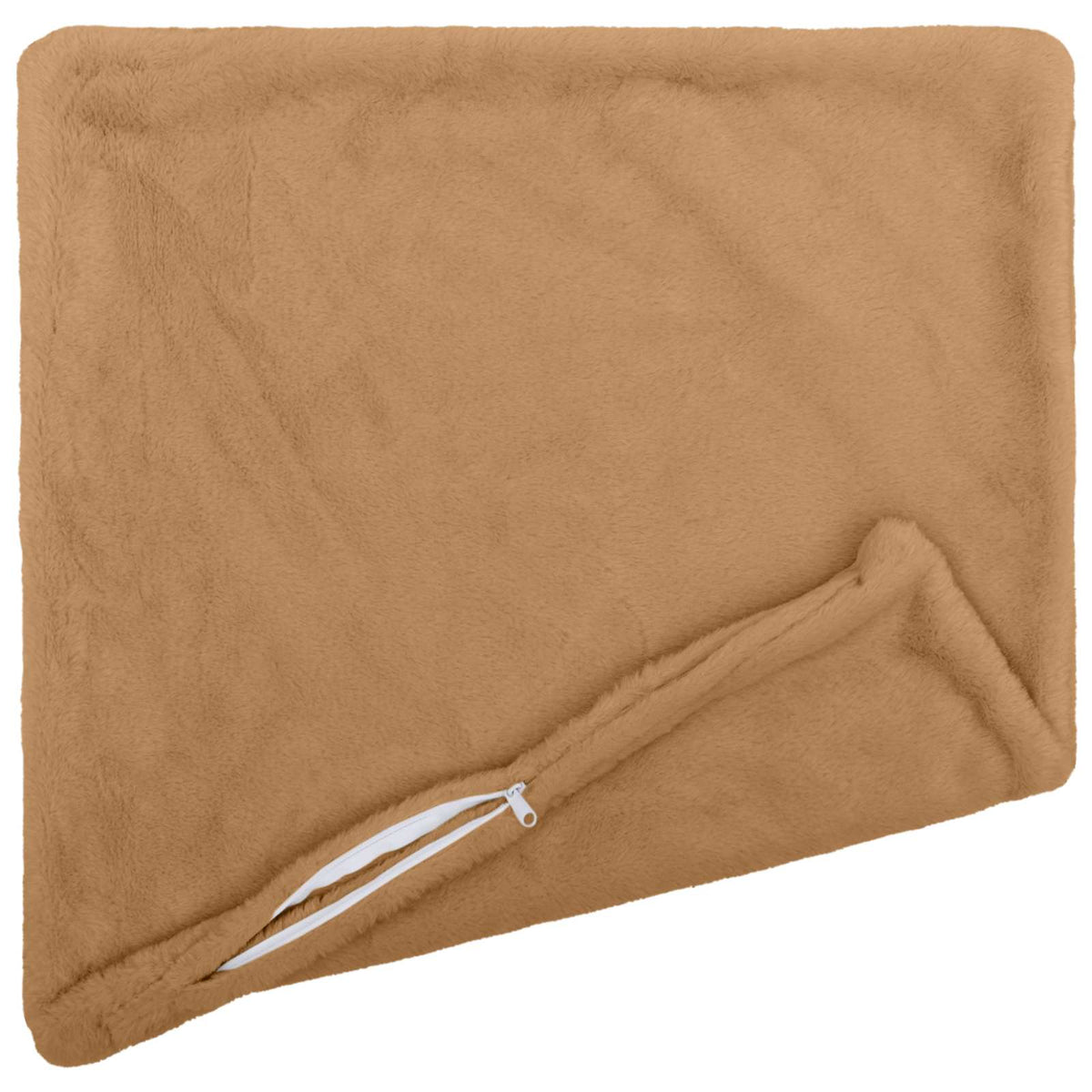Cushion Cover 2 pcs HEERLEN Taupe 80 x 80 cm Faux Rabbit Fur