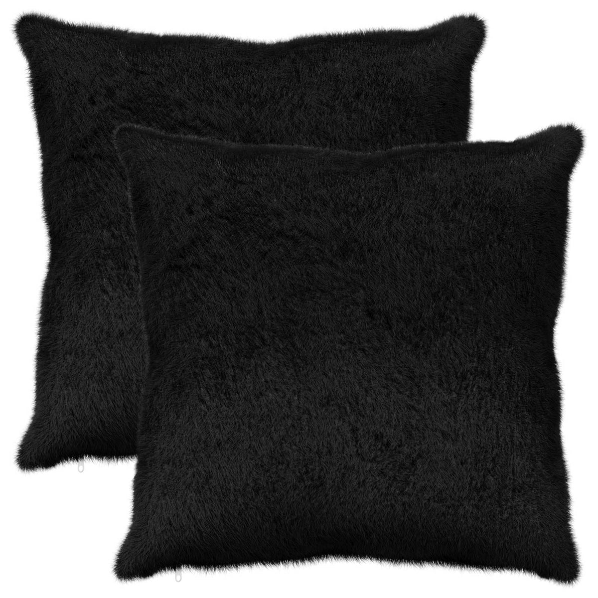 Cushion Cover 2 pcs HEERLEN Black 80 x 80 cm Faux Rabbit Fur