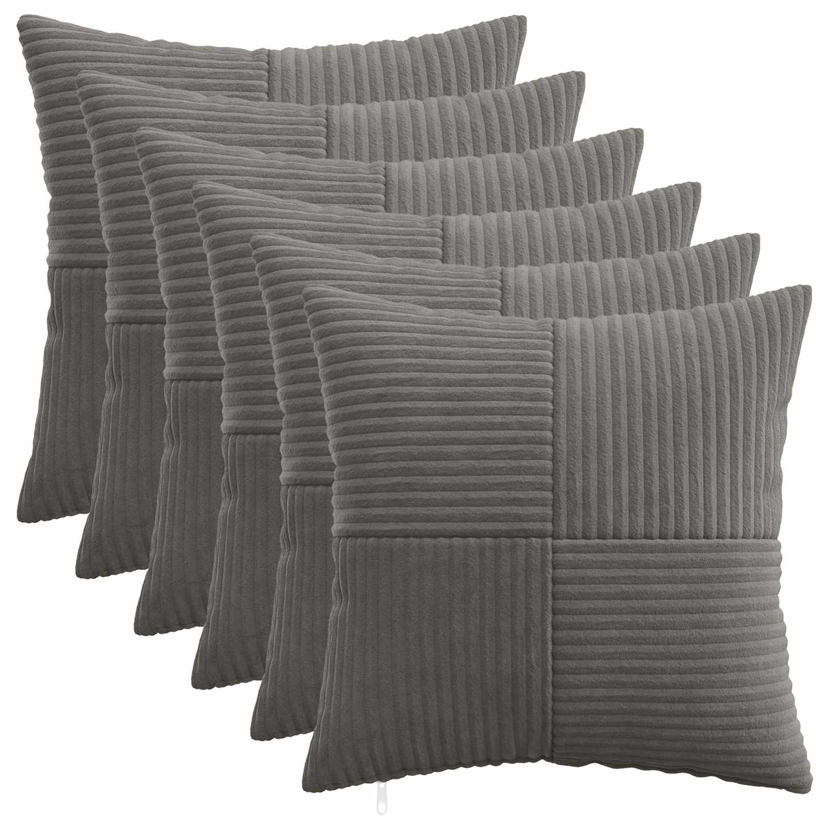 Cushion Cover 6 pcs ALMELO Dark Grey 30 x 30 cm Corduroy