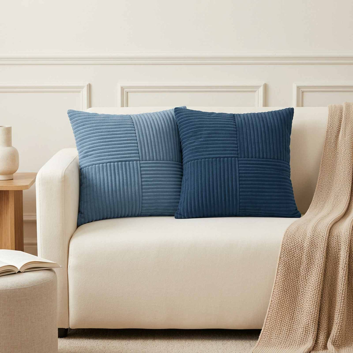 Cushion Cover 6 pcs ALMELO Blue 30 x 30 cm Corduroy