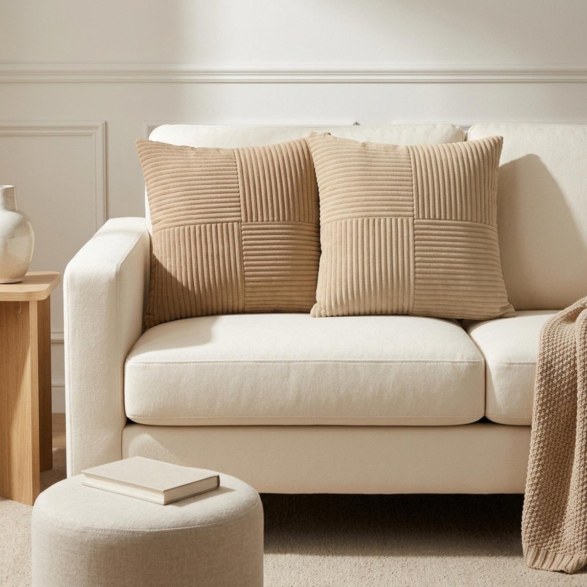 Cushion Cover 6 pcs ALMELO Taupe 40 x 40 cm Corduroy