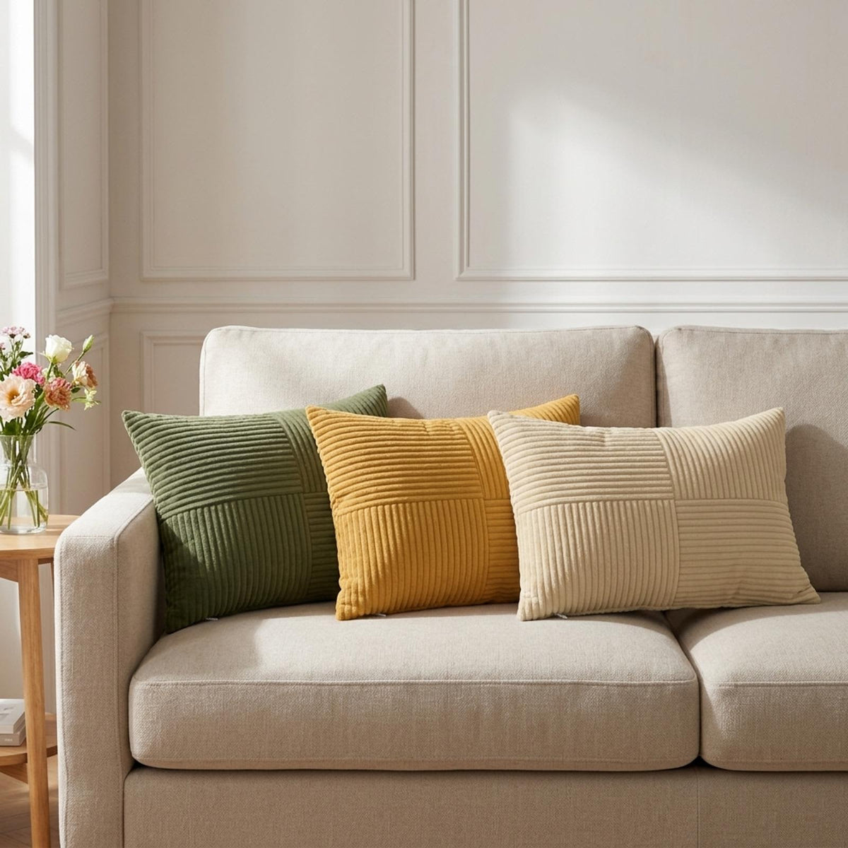 Cushion Cover 6 pcs ALMELO Green 40 x 60 cm Corduroy