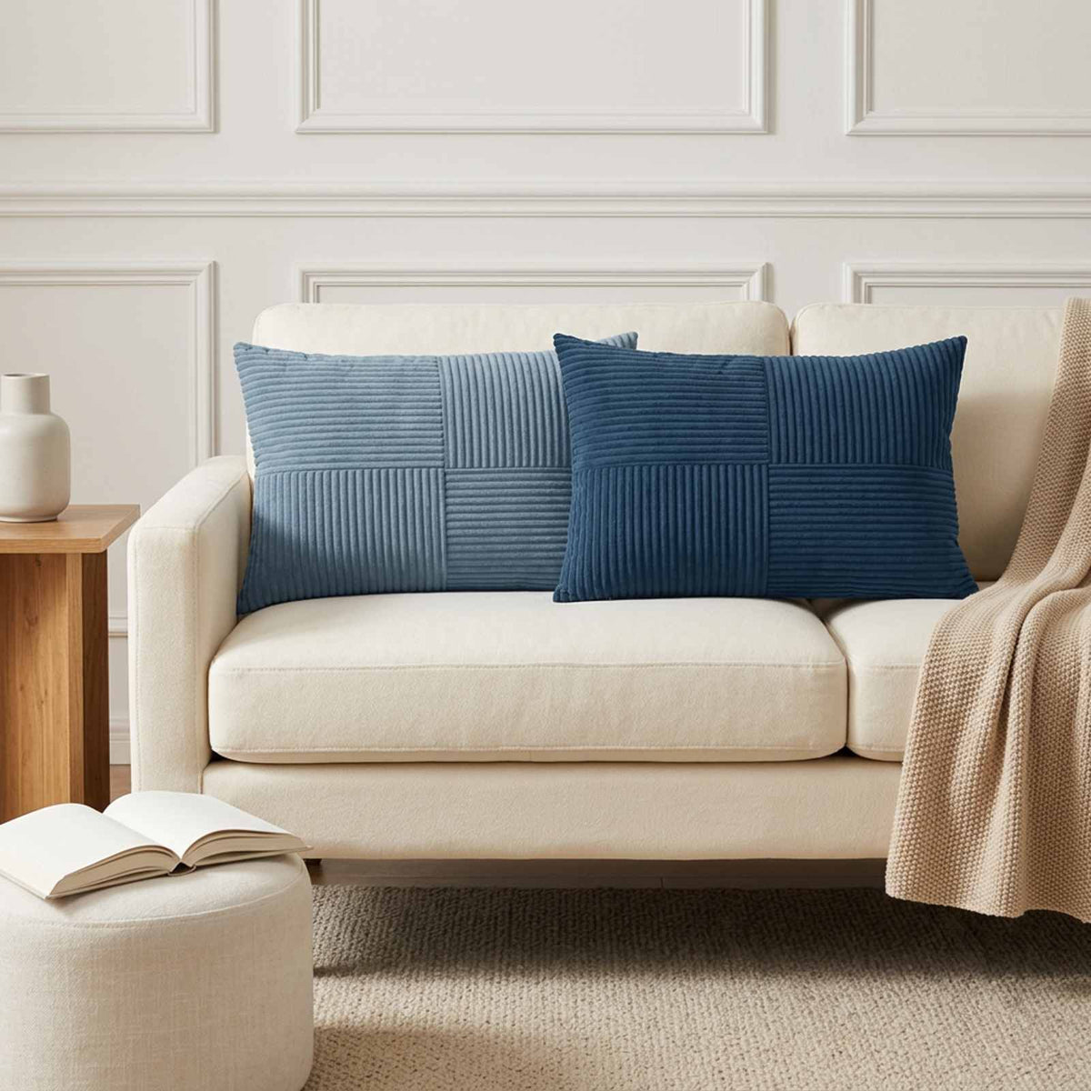 Cushion Cover 6 pcs ALMELO Navy Blue 30 x 50 cm Corduroy