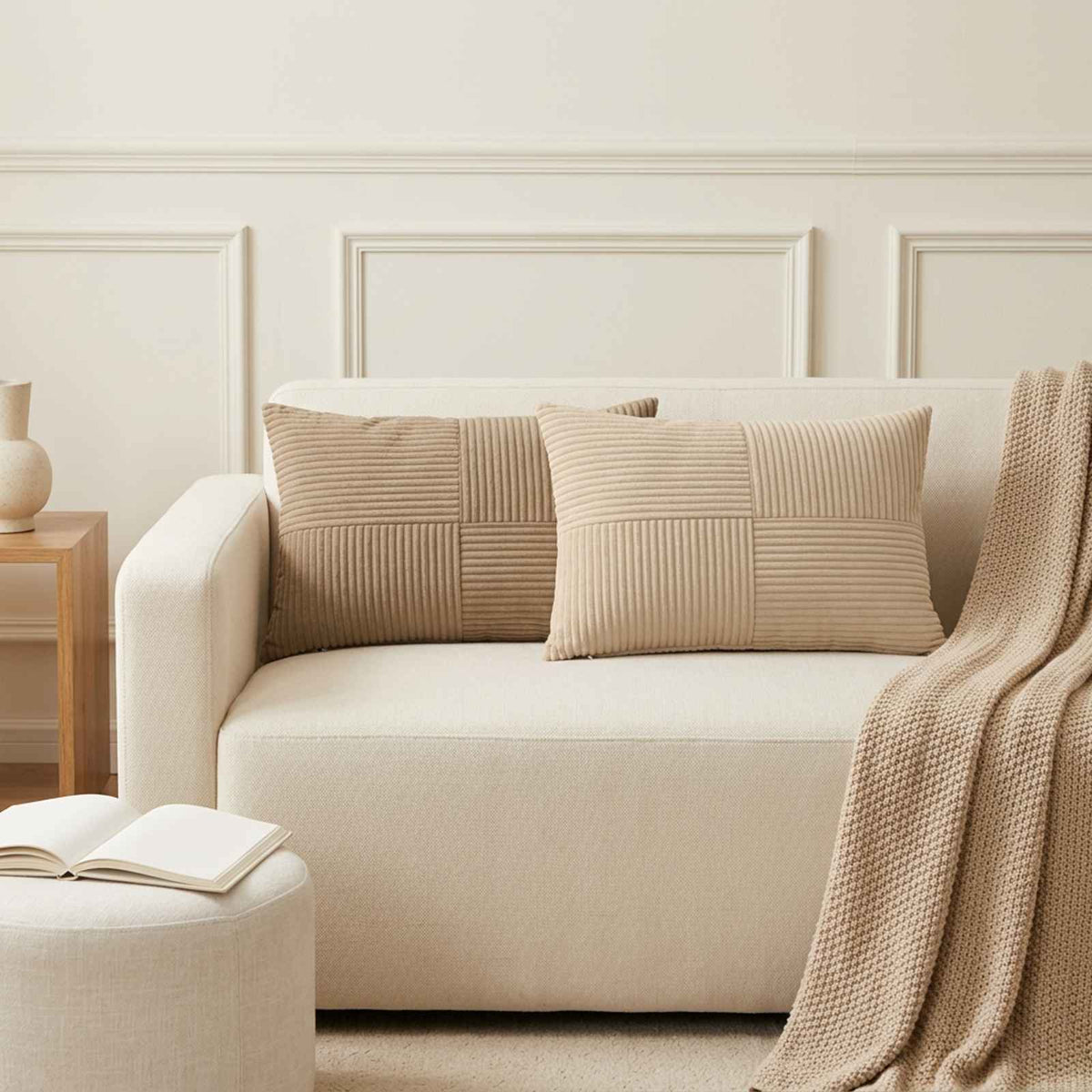 Cushion Cover 6 pcs ALMELO Taupe 30 x 50 cm Corduroy