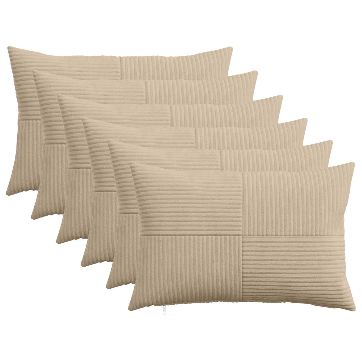 Cushion Cover 6 pcs ALMELO Taupe 30 x 50 cm Corduroy