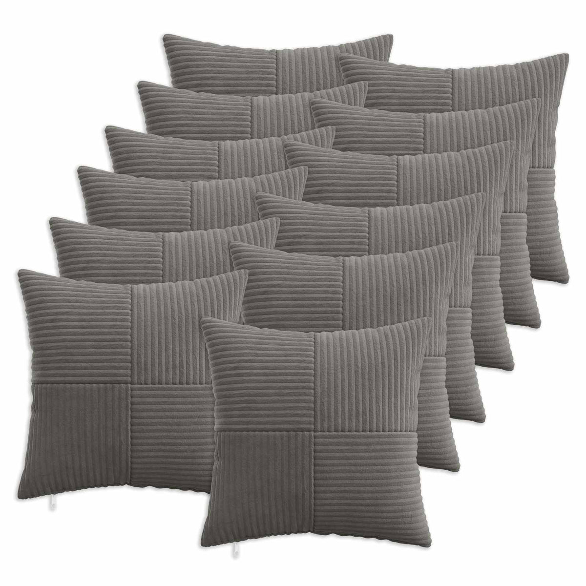 Cushion Cover 12 pcs ALMELO Dark Grey 40 x 40 cm Corduroy