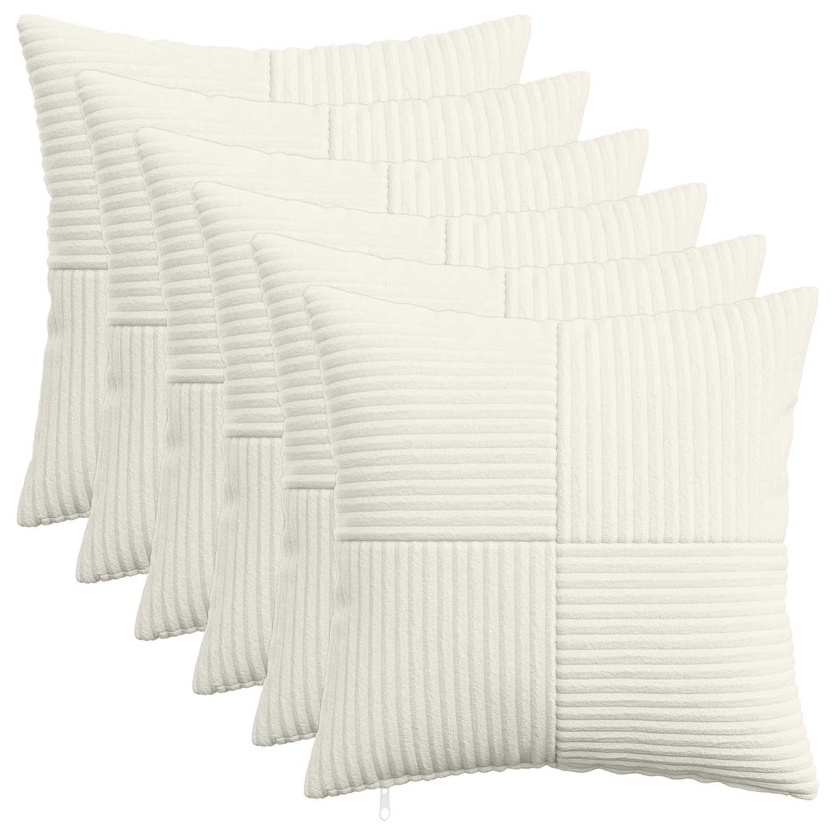 Cushion Cover 6 pcs ALMELO Cream 40 x 40 cm Corduroy