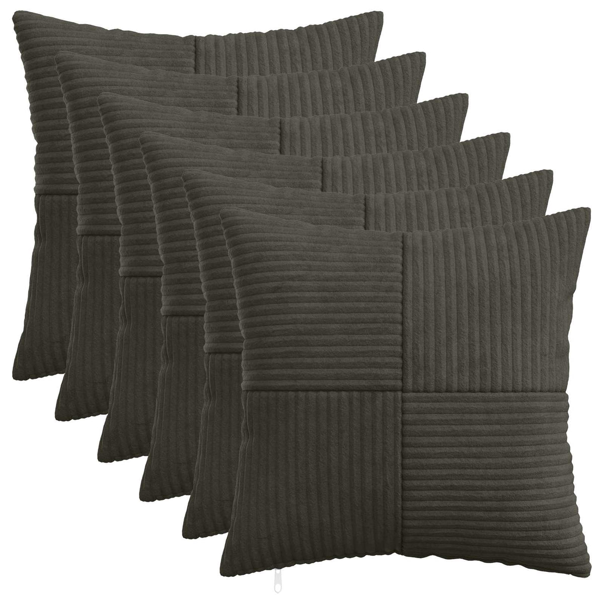 Cushion Cover 6 pcs ALMELO Anthracite 40 x 40 cm Corduroy