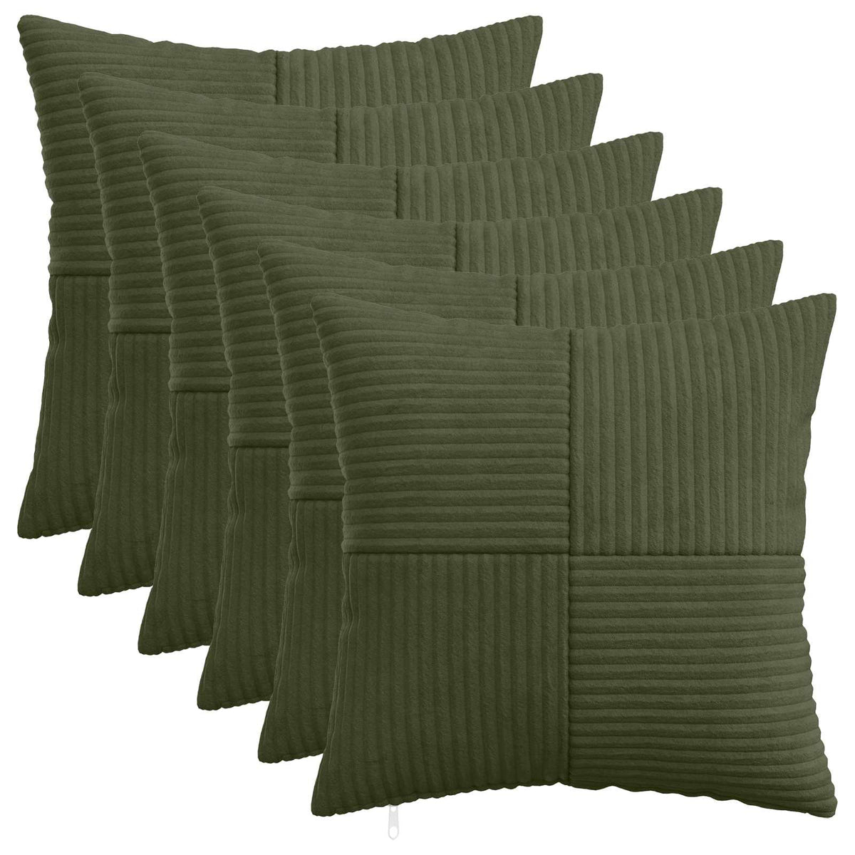 Cushion Cover 6 pcs ALMELO Green 40 x 40 cm Corduroy