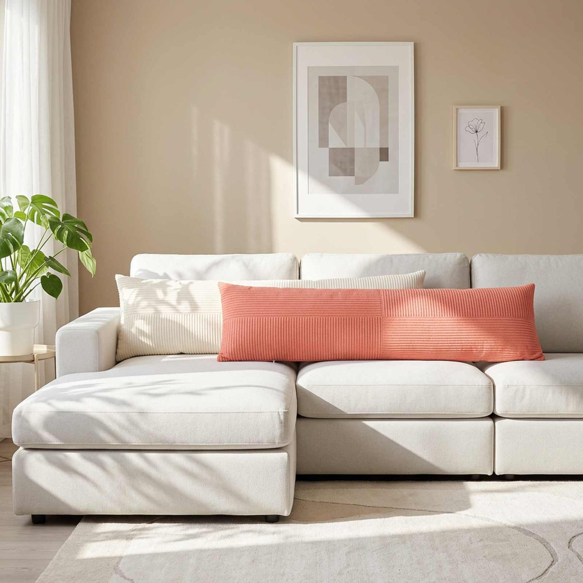 Cushion Cover 2 pcs ALMELO Red Orange 40 x 145 cm Corduroy