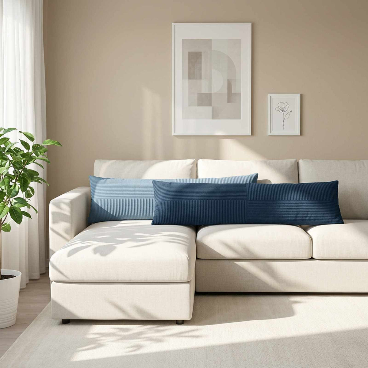 Cushion Cover 2 pcs ALMELO Blue 40 x 145 cm Corduroy