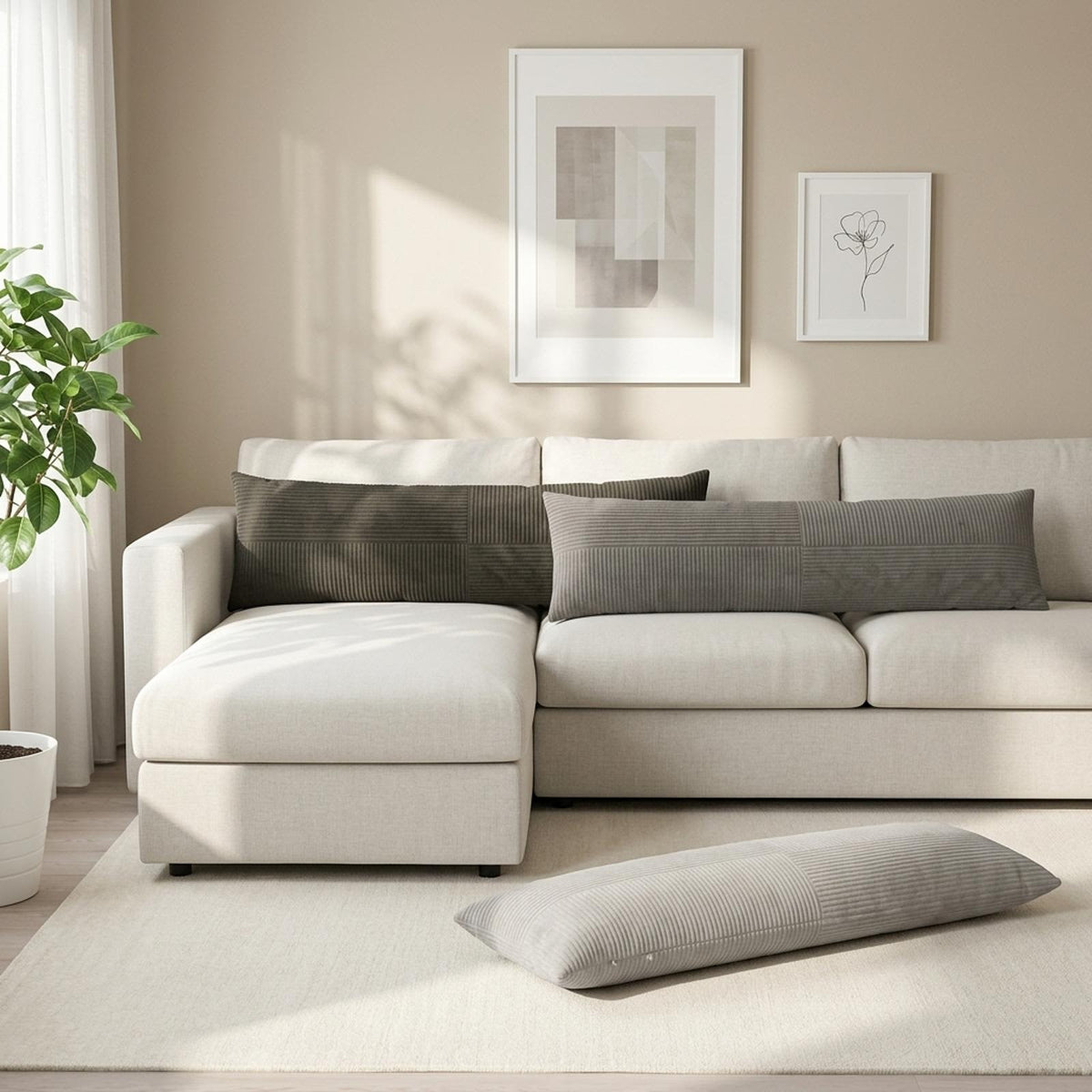 Cushion Cover 2 pcs ALMELO Anthracite 40 x 145 cm Corduroy
