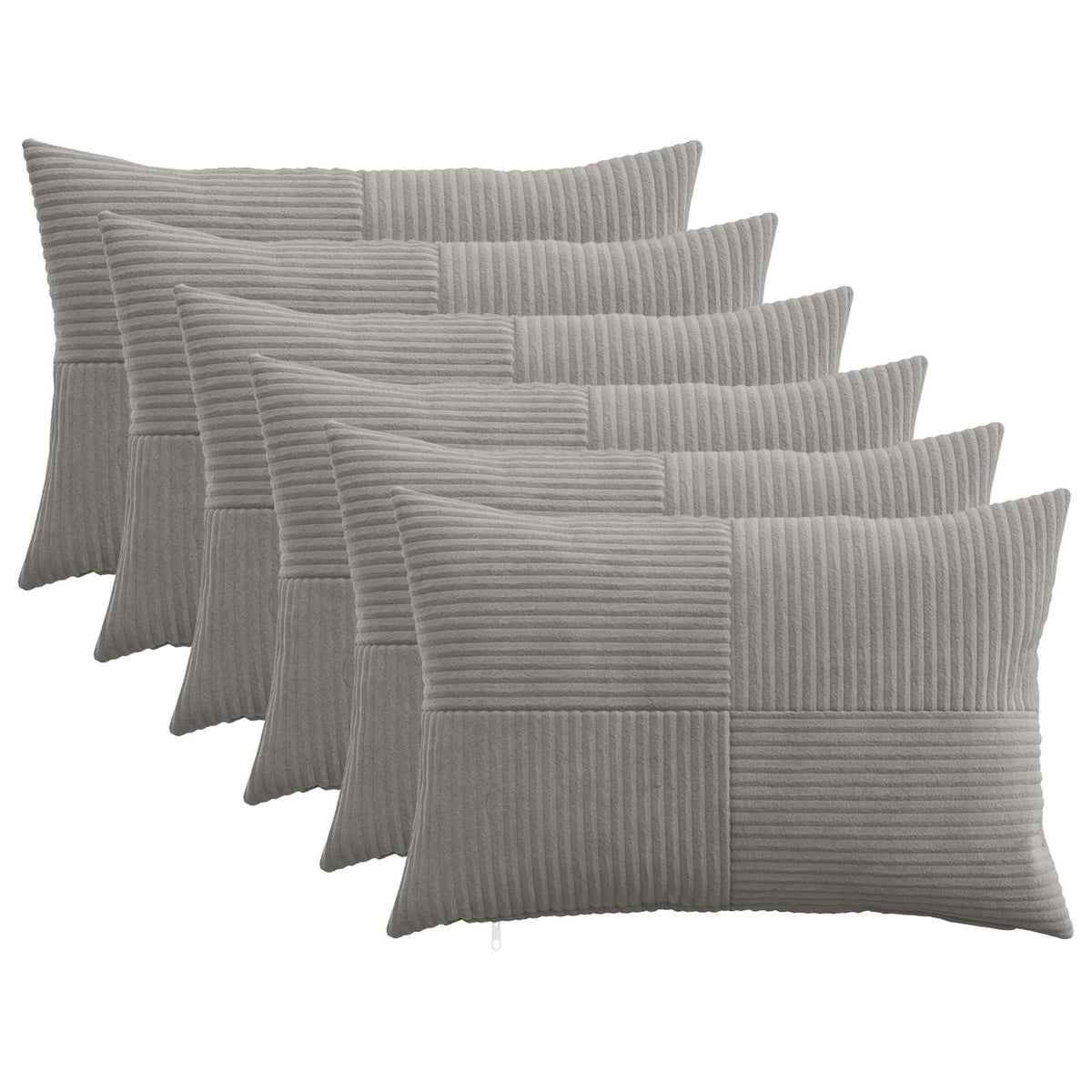 Cushion Cover 6 pcs ALMELO Light Grey 40 x 60 cm Corduroy