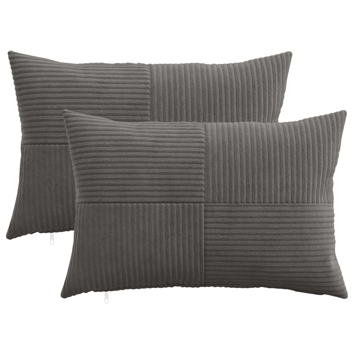 Cushion Cover 2 pcs ALMELO Dark Grey 40 x 60 cm Corduroy