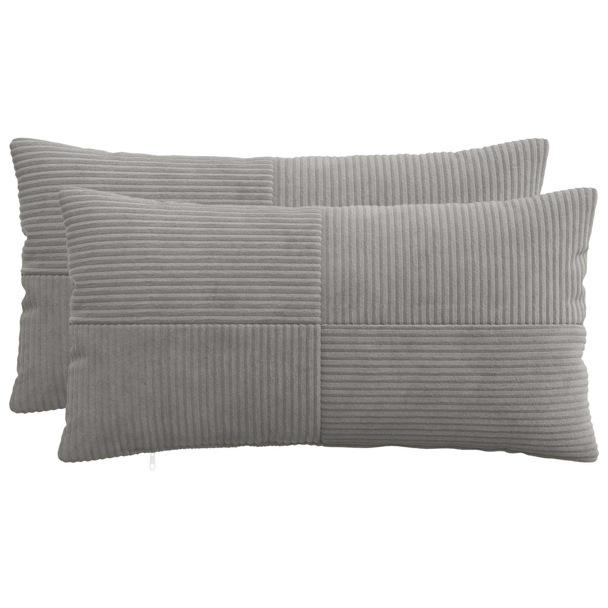 Cushion Cover 2 pcs ALMELO Light Grey 40 x 70 cm Corduroy