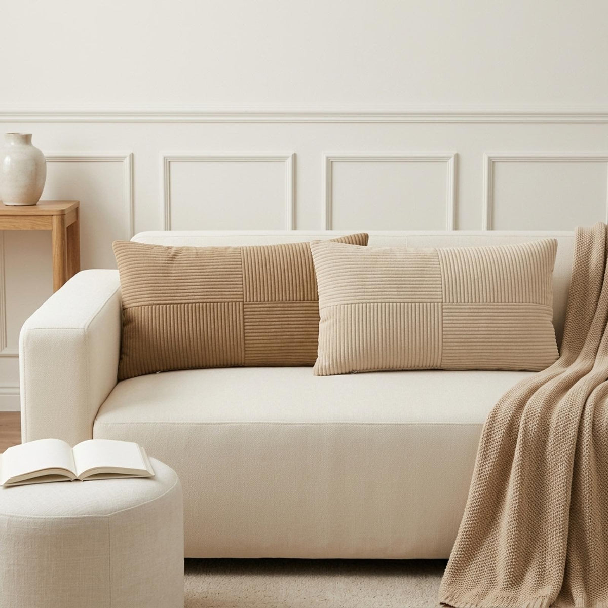 Cushion Cover 6 pcs ALMELO Taupe 40 x 80 cm Corduroy
