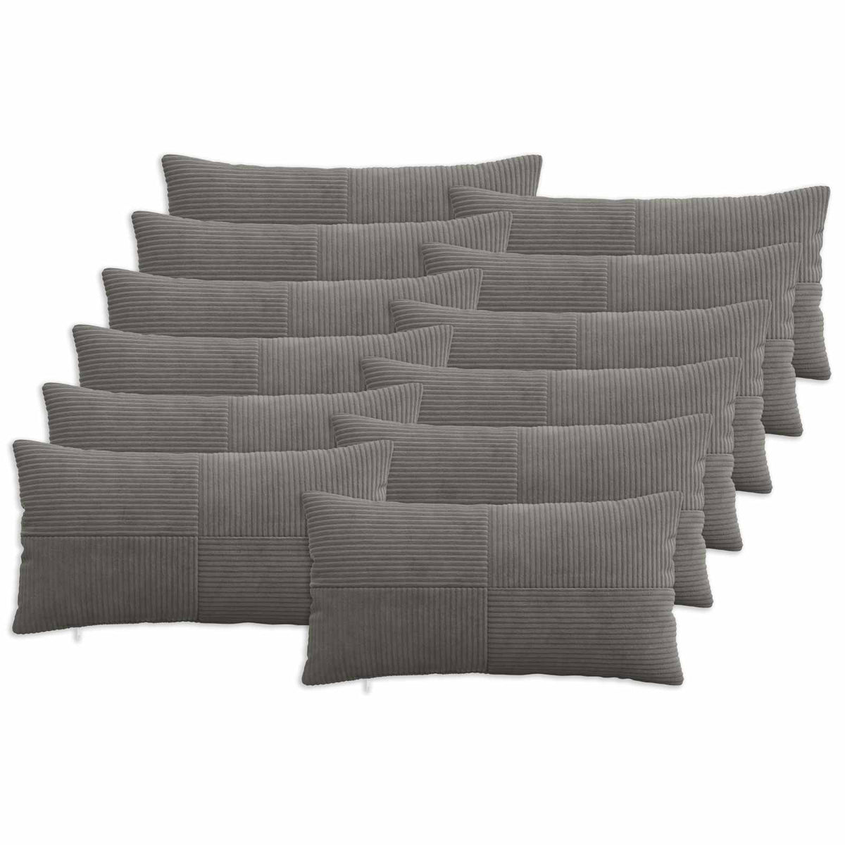 Cushion Cover 12 pcs ALMELO Dark Grey 40 x 80 cm Corduroy
