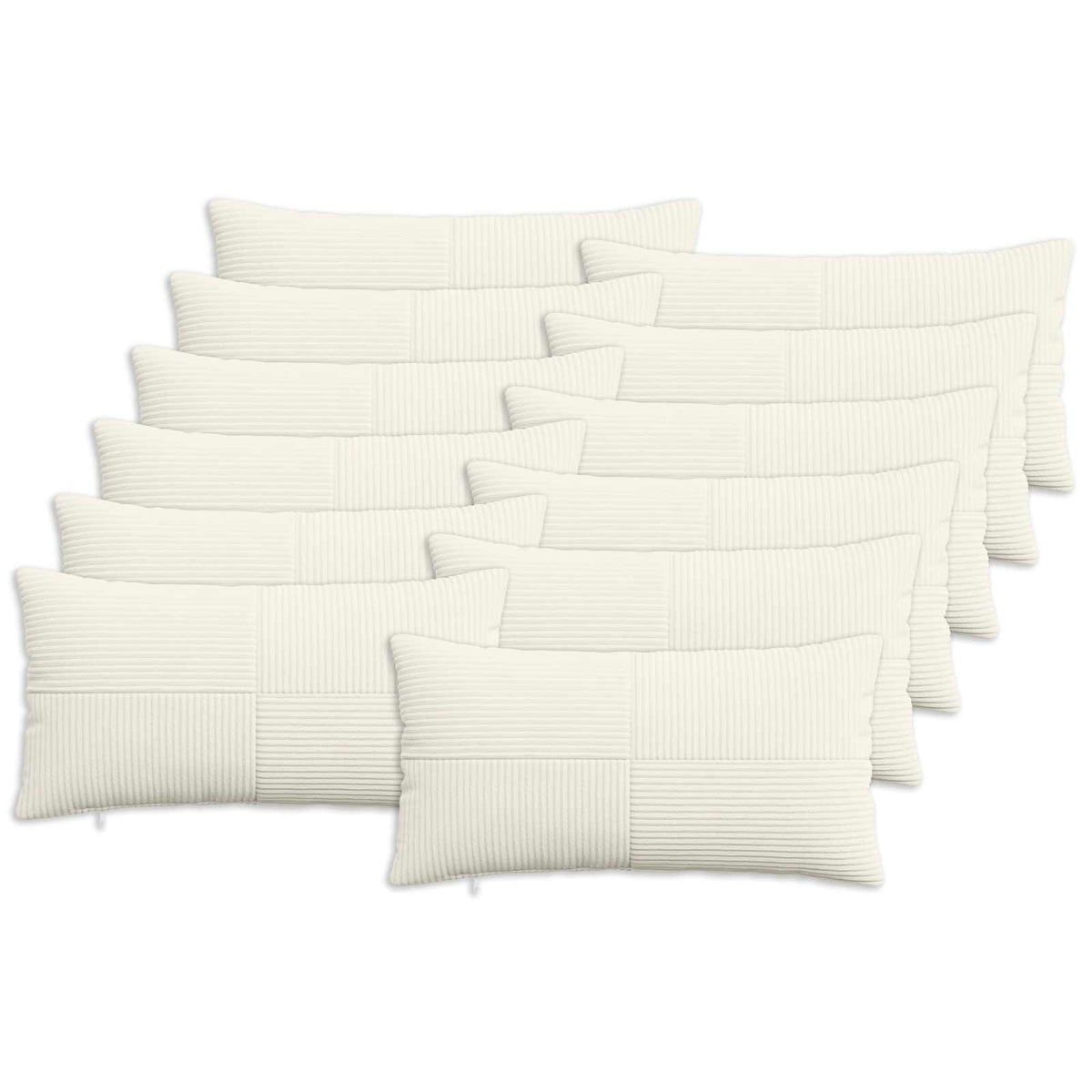 Cushion Cover 12 pcs ALMELO Cream 40 x 80 cm Corduroy