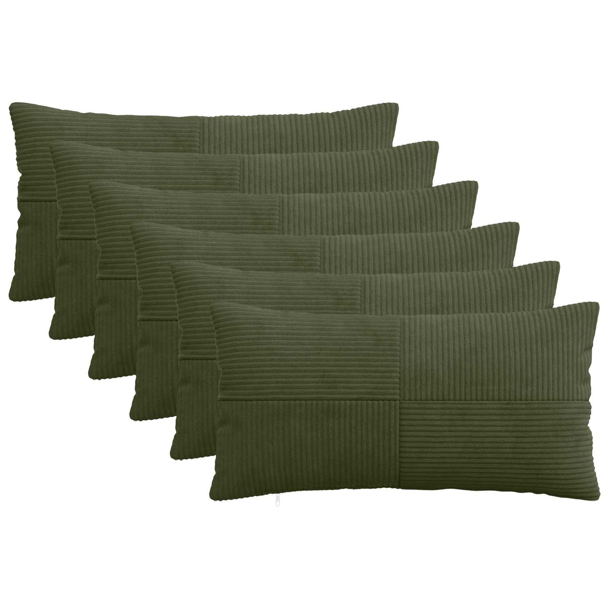 Cushion Cover 6 pcs ALMELO Green 40 x 80 cm Corduroy