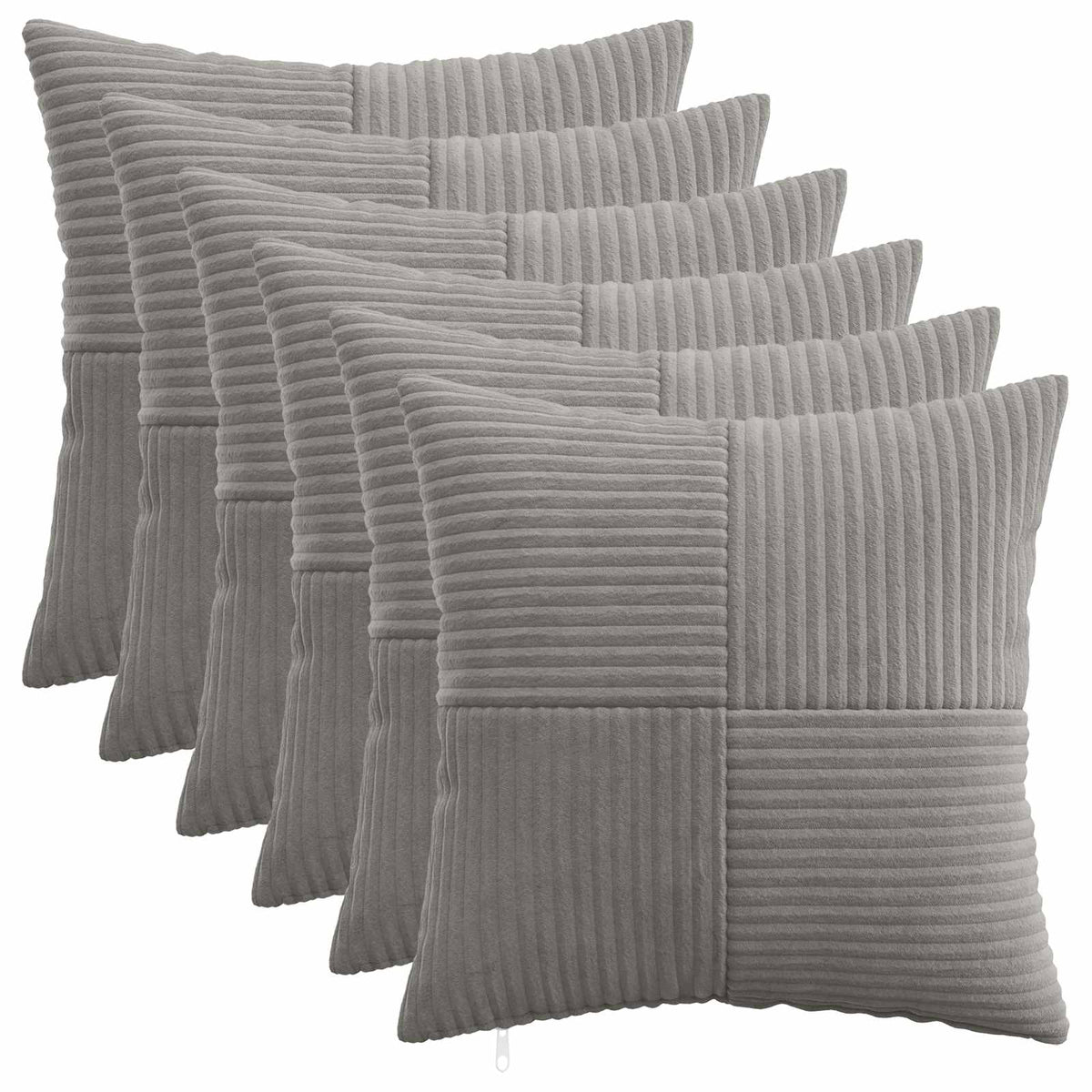 Cushion Cover 6 pcs ALMELO Light Grey 45 x 45 cm Corduroy