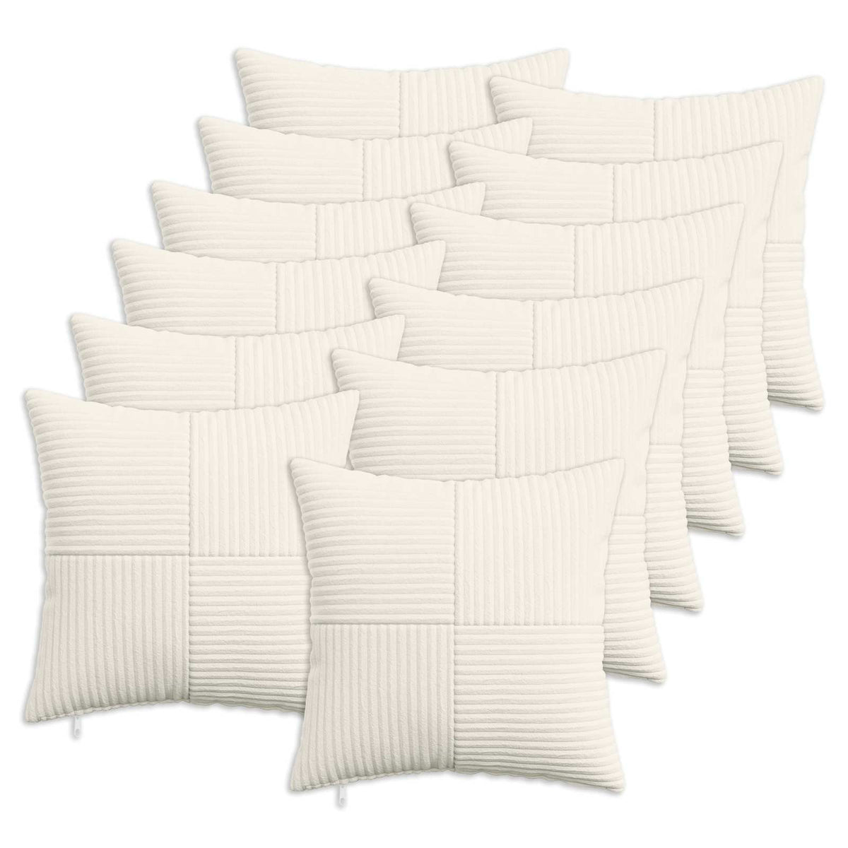 Cushion Cover 12 pcs ALMELO Cream 45 x 45 cm Corduroy