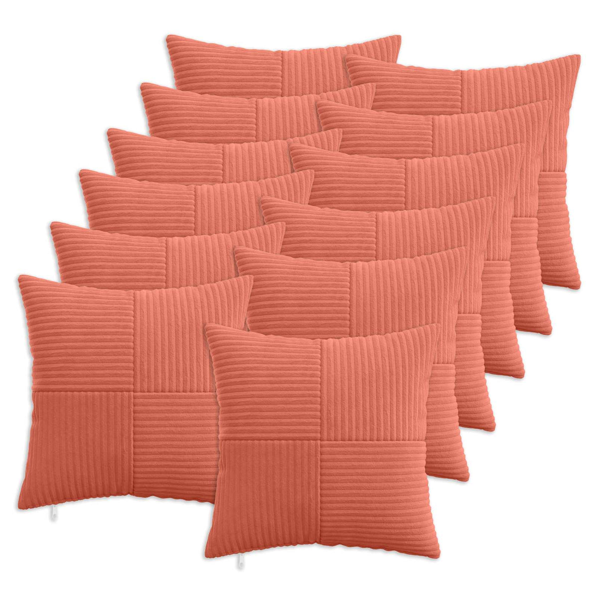 Cushion Cover 12 pcs ALMELO Red Orange 45 x 45 cm Corduroy