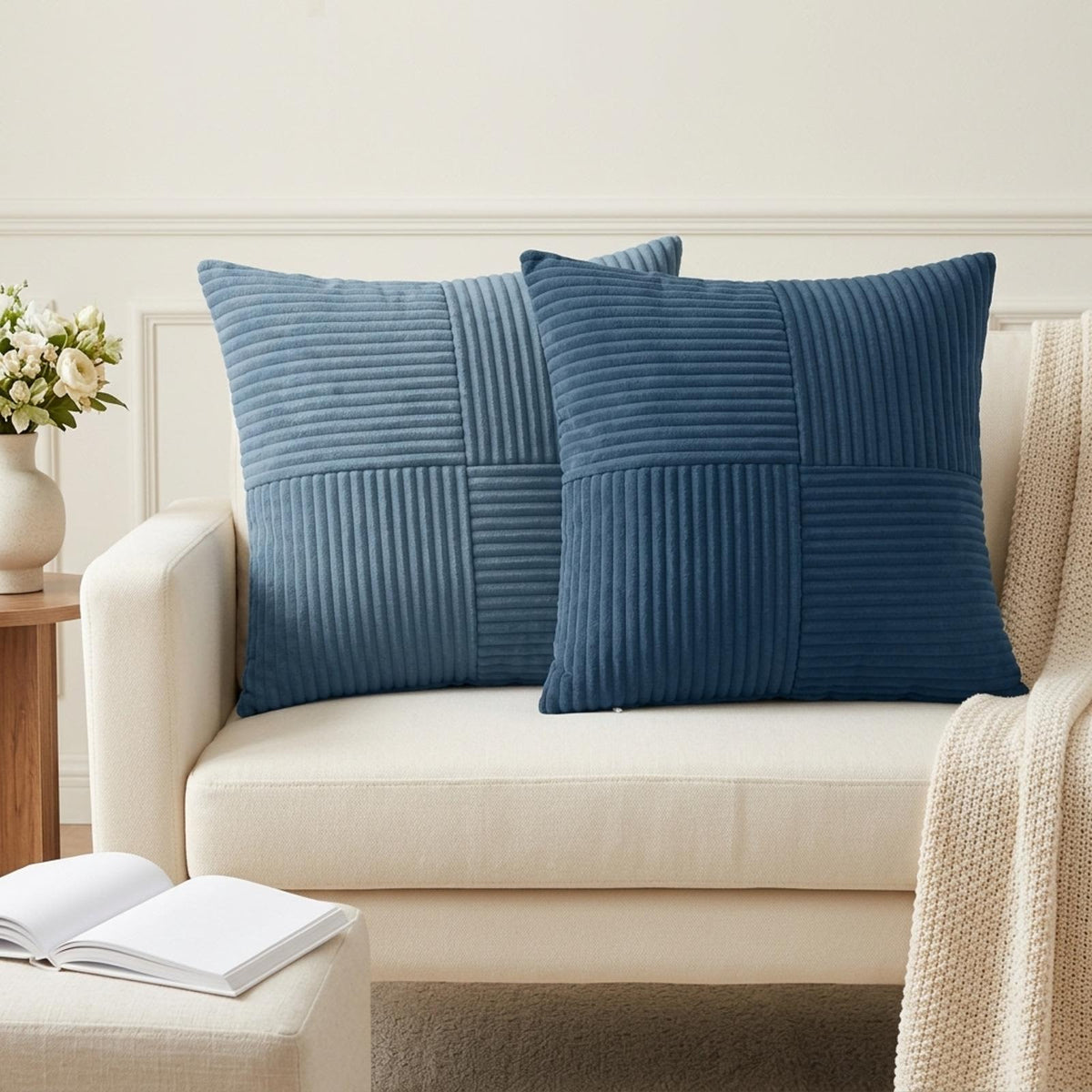 Cushion Cover 6 pcs ALMELO Blue 45 x 45 cm Corduroy