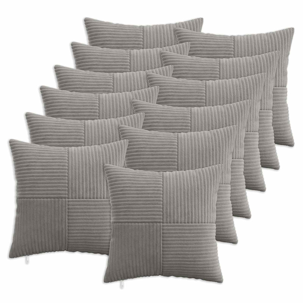 Cushion Cover 12 pcs ALMELO Light Grey 50 x 50 cm Corduroy